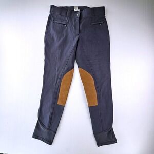 Dover Saddlery Navy Blue Knee Patch Equestrian Riding Breeches Pants Womens 32